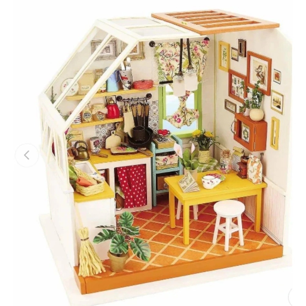 Robotime Miniature House Kit Jason's Kitchen Model DIY LED Brand New Sealed NIB